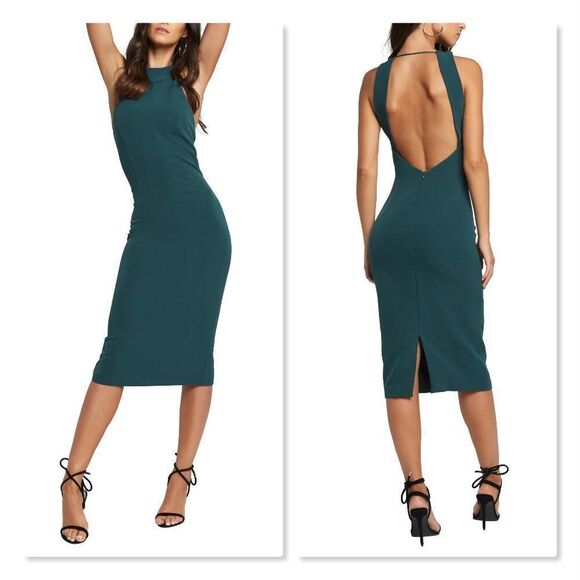 Bardot Elsy Open Back Midi Dress size Small in Green - Picture 1 of 12